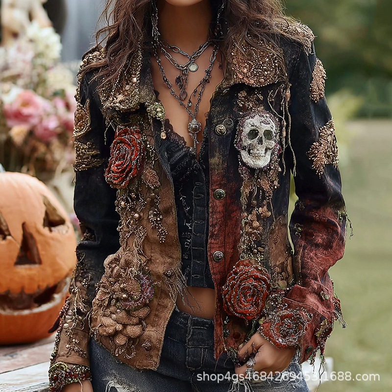 Gothic Punk Skull Rose Embroid - Vintage Fashion Stores recension och pris