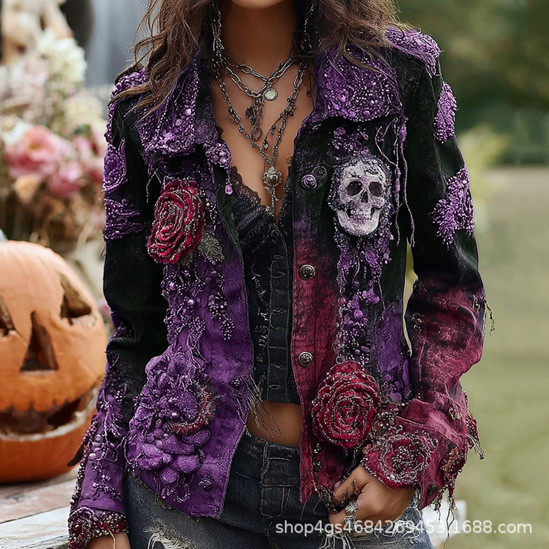 Gothic Punk Skull Rose Embroid - Vintage Fashion Stores recension och pris