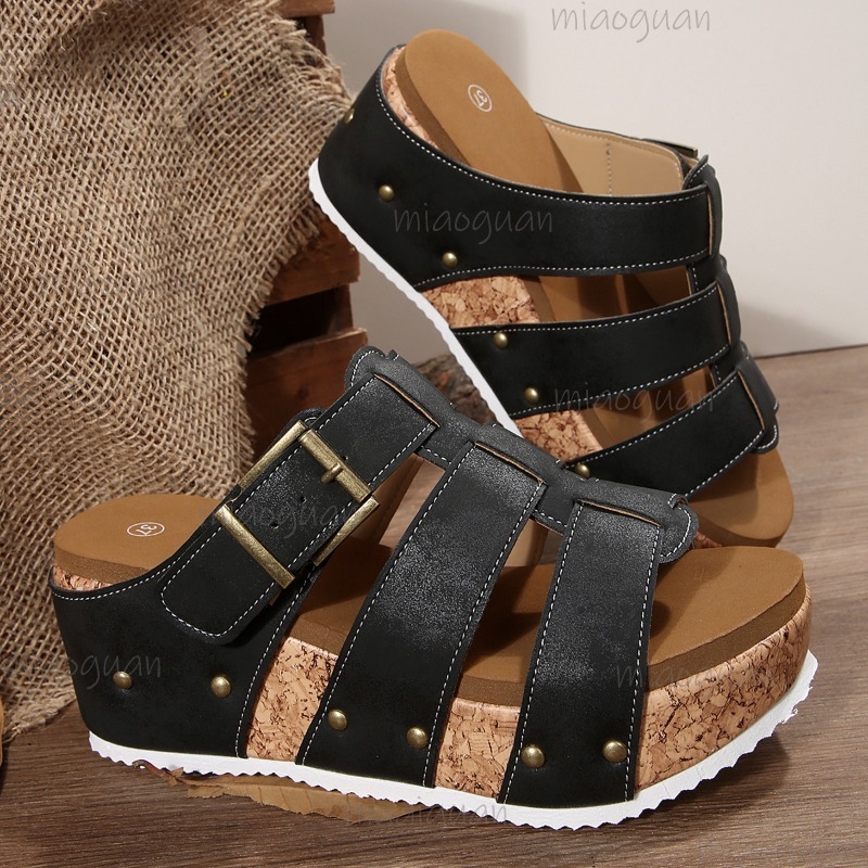 Vintage Buckle Strap Wedge Sli - Vintage Outdoor Fashion recension och pris