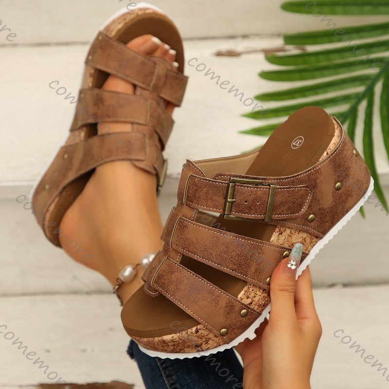 Vintage Buckle Strap Wedge Sli - Vintage Outdoor Fashion recension och pris